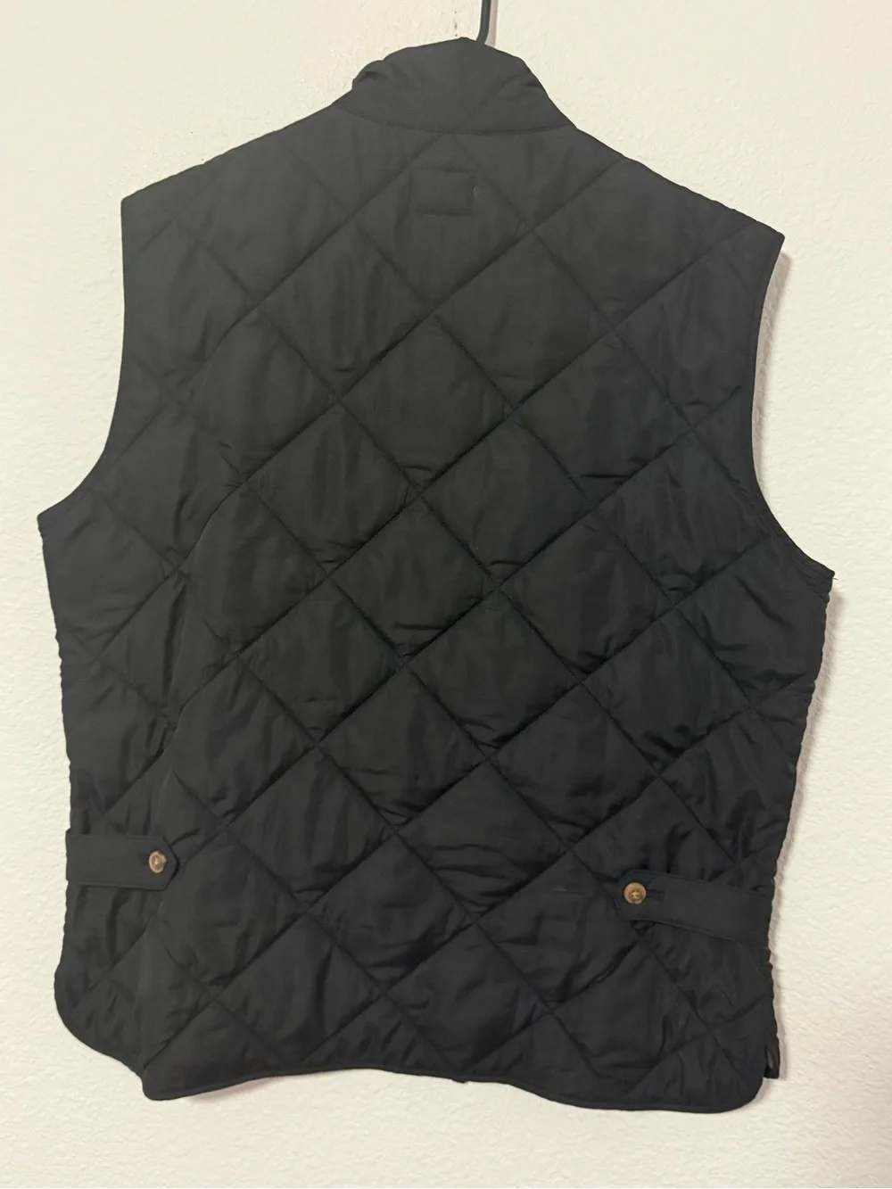 J. Crew Factory Black Quilted Vest with Olive Reversible Lining